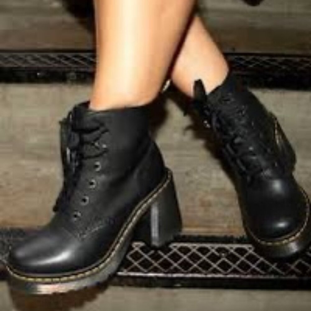 NWOT Doc Martens Jesy Sendal Leather Lace Up Heel Boots Y2K Combat Moto - Picture 6 of 6